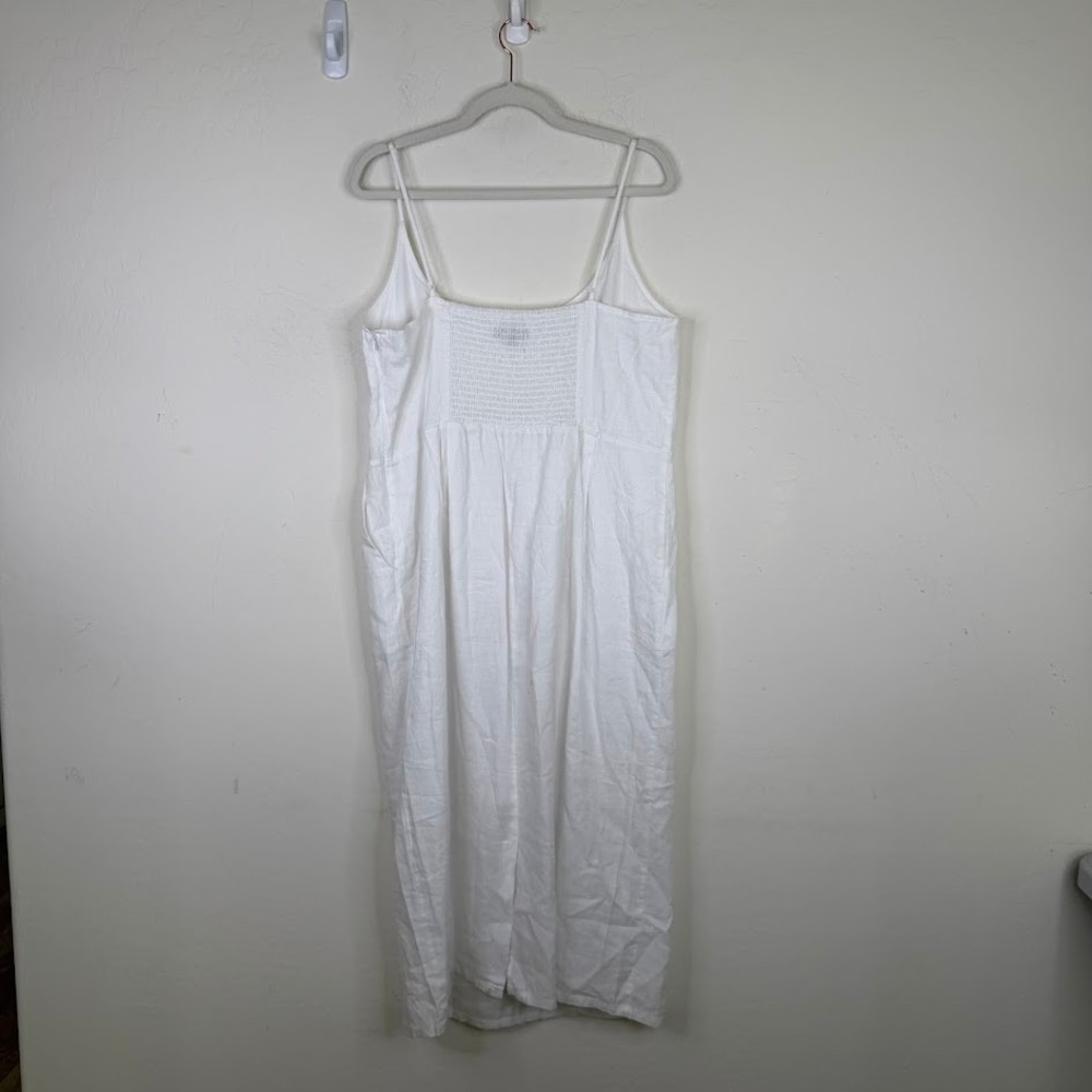 Quince‎ Linen Scoop Neck Midi Sundress White Coastal Beachy Resort Wear Size XL - Picture 8 of 16